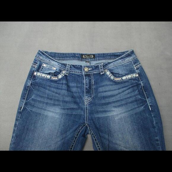 Shyanne Embellished Jeans - Size 32x32 Womens Denim Western Aztec Thick Stitch - Picture 6 of 9